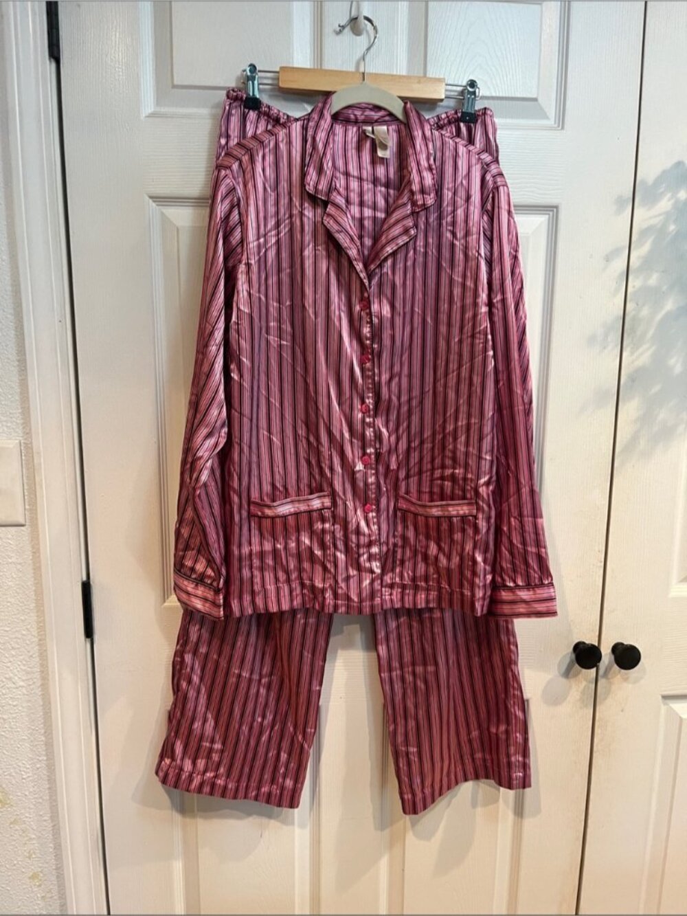 Ambrielle Rose-Pink Striped  Pajama Set